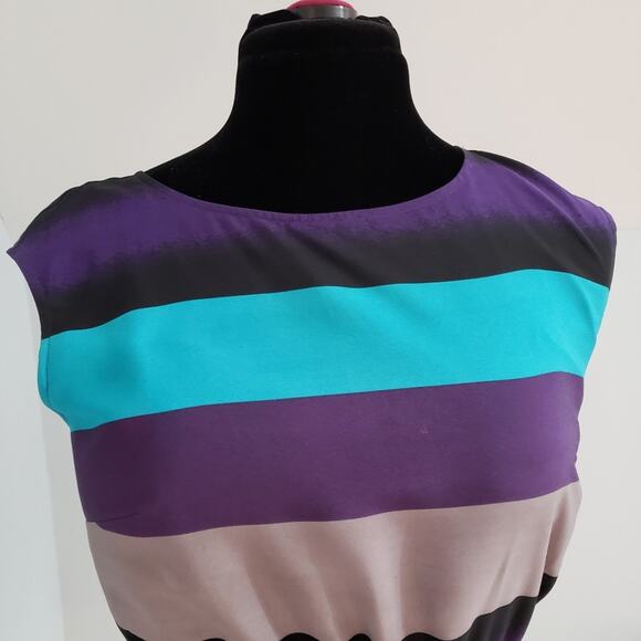 Ann Taylor Loft Color Block Sleeveless Cinched Waist Dress MP - Picture 6 of 10